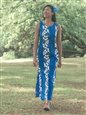 Ky&#39;s Hibiscus Lei Navy Blue Cotton Long Tank Dress