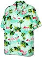 Pacific Legend Flamingos Sage Cotton Men&#39;s Hawaiian Shirt