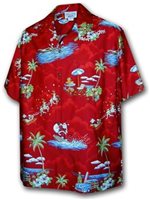Pacific Legend Surfing Santa/Red Men's Hawaiian Shirt