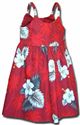 Pacific Legend Hibiscus Monstera Red Cotton Toddlers Hawaiian Bungee Dress