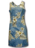 Pacific Legend Hibiscus Blue Cotton Hawaiian Tank Short Dress