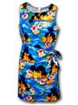 Pacific Legend Sunset Blue Cotton Hawaiian Sarong Short Dress