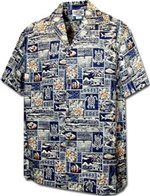 Pacific Legend Tapa Navy Cotton Boys Junior Hawaiian Shirt