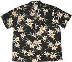 Paradise Found Star Orchid Black Rayon Men's Hawaiian Shirt