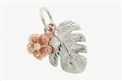 Paradise Collection Sterling Silver with Rose Gold Maile Hawaii Monstera &amp; Plumeria Pendant