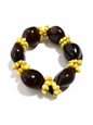 Yellow Brown Kukui Nut &amp; Mongo Shell Combination Bracelet 1Piece