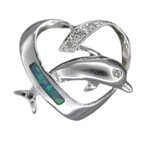 Paradise Collection Sterling Silver Blue Opal Dolphin Heart Pendant