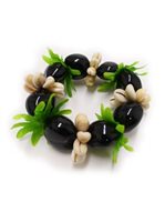 Black Kukui Nut, Leaf, & Shell Combination Bracelet 1Piece