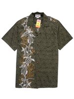 Pacific Legend Ocean Panel Charcoal Cotton Men's Hawaiian Shirt