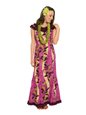 Royal Hawaiian Creations Monstera Lei Purple Poly Cotton Hawaiian Nahenahe Ruffle Long Muumuu Dress