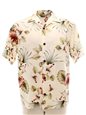 Royal Hawaiian Creations Hibiscus&amp;Monstera Cream Rayon Men&#39;s Hawaiian Shirt