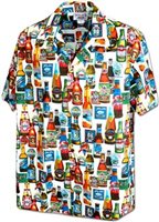 Pacific Legend Chilled Beer White Cotton Men's Hawaiian Shirt