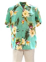 [Plus Size] Two Palms Ceres Green Rayon Men's Hawaiian Shirt