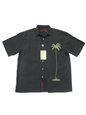 Bamboo Cay Single Palm Black Modal/Polyester Men's Hawaiian Shirt