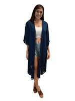 Angels by the Sea Kimono with Pineapple Embroidery Teal Rayon Paina Jacket