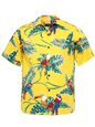 Go Barefoot Vintage Tropical Birds Yellow Cotton Men's Hawaiian Shirt