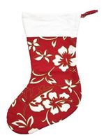 Hilo Hattie Classic Hibiscus Pareo Red Hawaiian Christmas Stocking