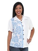 Hilo Hattie Prince Kuhio White&Blue Rayon Women's Hawaiian Shirt