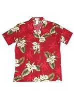 Ky's Classic Orchid Red Cotton Women's Hawaiian Shirt