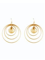 Splendid Iris Gold Triple Circle with Shell Earring