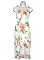 Ky's Orchid & Hibiscus  White Cotton Tube Dress