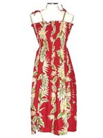 Ky's Tropical Monstera Red Cotton Tube dress