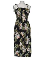 Ky's Orchid Garden Black Rayon Tube dress
