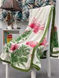 Kalama Collection Lehua White 100% Polyester Hawaiian Micro Plush Throw &amp; Blanket 50&quot; x 60&quot;