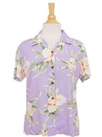 Two Palms Retro Orchid  Lilac Rayon Women's Hawaiian Shirt