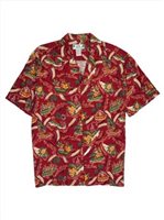 Two Palms Friendly Isle Red Rayon Men's Hawaiian Shirt