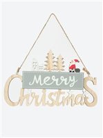 Merry Christmas Hanging Sign 10" x 6"