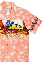 Ky's Hawaii Rooster Coral Cotton Poplin Men's Hawaiian Shirt