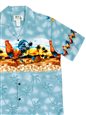 Ky&#39;s Hawaii Rooster Blue Cotton Poplin Men&#39;s Hawaiian Shirt