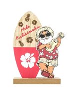 Surfboard Tabletop Wooden Christmas Santa