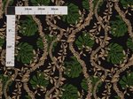 Maile Lei & Monstera Black Poly Cotton LW-23-893