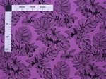 Hibiscus & Monstera leaves Black&Lavender Poly Cotton CM-22-56