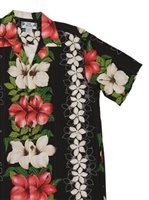 Two Palms Hibiscus & Plumeria Black Rayon Men's Hawaiian Shirt