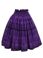 Anuenue (Pau) Tapa Triangle Purple Poly Cotton Single Pau Skirt / 3 Bands