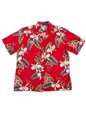 Two Palms Hawaiian Orchid Red Rayon Men&#39;s Hawaiian Shirt