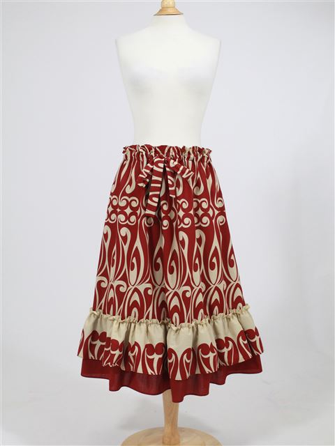 Good Times Tapa Brown Poly Cotton Hawaiian Skirt | AlohaOutlet