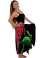 Pareo Island Torch Ginger Red on Black Premium Hand Printed Pareo Sarong