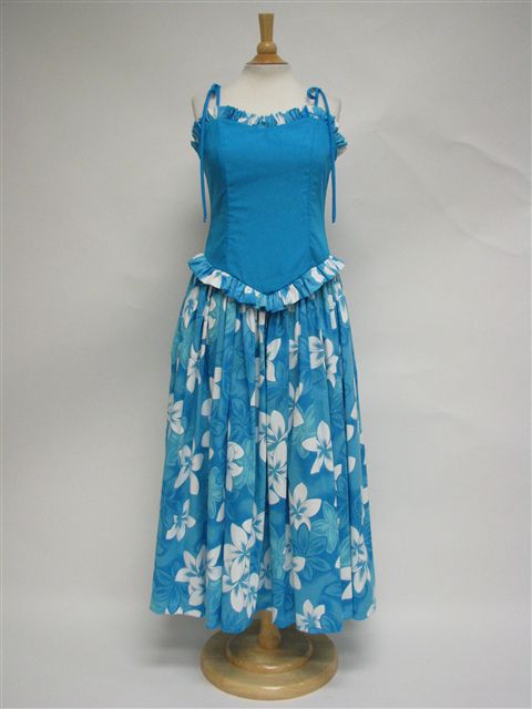 Good Times Plumeria Turquoise Poly Cotton Tahitian Style Maxi Dress ...