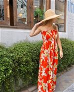 Two Palms Leilani Red Rayon Hawaiian Summer Maxi Dress