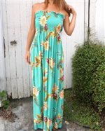 Two Palms Ceres Green Rayon Hawaiian Summer Maxi Dress