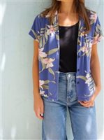 Two Palms Pali Orchid Blue Rayon Women's Hawaiian Shirt