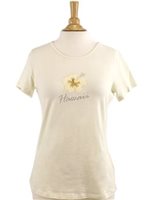 Hibiscus Cream Cotton/Spandex Women's Hawaiian T-Shirt [Hibiscus/Cream] [60% OFF]