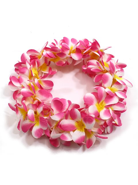 Cherry Pink & Yellow Plumeria Double Headband (Haku Lei) | AlohaOutlet