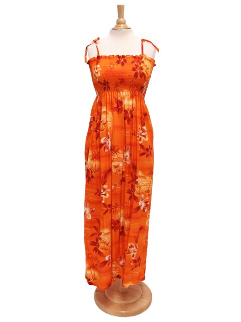 orange hawaiian dress