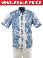 Royal Hawaiian Creations Hibiscus Panel Green Poly Cotton Men's Hawaiian  Shirt