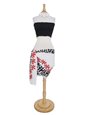 LAUHALA TRADING Tattoo Tiare White, Black &amp; Red Half Size Hand Printed Pareo Sarong